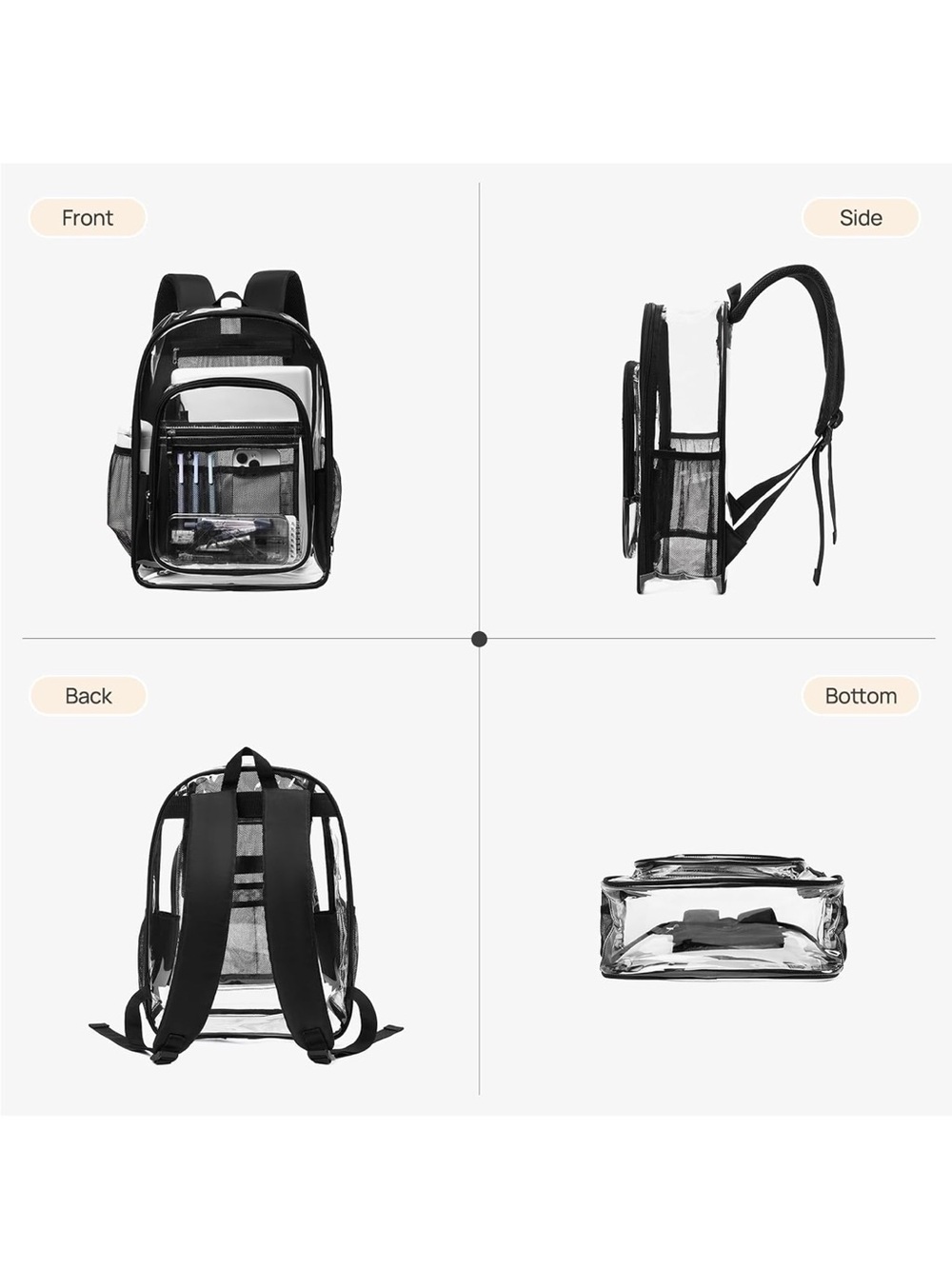 Clear Black PVC Backpack - Picture 4 of 6